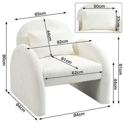 Bergman 1-Seater Fabric Accent Chair - White - With 2-Year Warranty